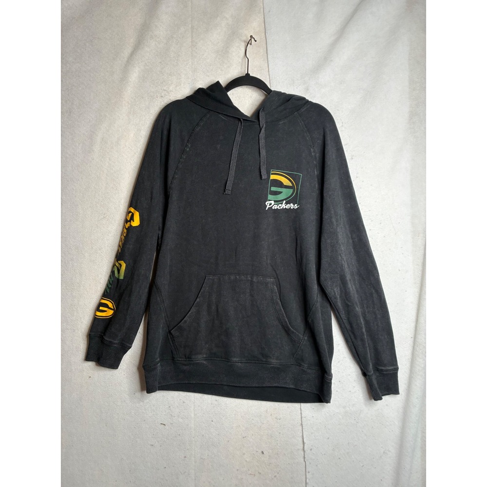 NFL Green Bay Packers Juniors Washed Black Hoodie Sweatshirt Large 11/13 RN67891
